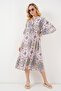 Women's Patterned Short Sleeve Dress 2562 - Burgundy - 4