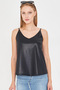 Women's Shiny Black Linen Look Strap Blouse Arm-24Y001064 - 3