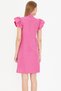 Women's Fuchsia V Neck Ruffled Sleeves Tie Detail Dress Arm-25Y001022 - 6