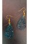 Serrated Crystal Pattern Emerald Green Color Gold Accessory Large Size Drop Epoxy Earrings Handmade - 8