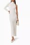 One Shoulder Mulberry Silk Dress with Asymmetrical Cutout, Long Sleeves and Chiffon Lining - 2