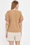 Women's Mink V-Neck Ruffled Short Sleeve Blouse Arm-25Y001070 - 5