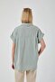 3967 Women's Epaulet Short Sleeve Oversize Shirt Çağla - 3