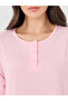 Solid Button Neck Round Neck Nightdress - 3