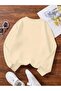 Happy Printed Crew Neck Beige Sweatshirt - 2