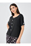 Button Front Short Sleeve Top and Pyjama Set - 2