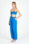 Women's High Waist Linen Fabric Trousers Cobalt Blue - 2