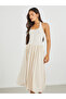 Solid Sleeveless A-Line Midi Dress - 3