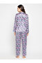 Floral Print Shawl Lapel Shirt and Pyjama Set - 5