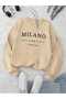 Milano Italy Printed Crew Neck Beige Sweatshirt