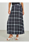 Checked A-Line Midi Skirt - 2
