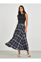 Checked A-Line Midi Skirt