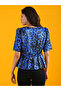 Printed Puff Sleeve Pleated Detailed Peplum Top - 3