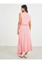 Solid One Short Sleeve Asymmetric Neck Maxi Dress - 5