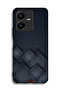 غطاء حماية لهاتف Vivo Y22 بنقشة مربعات على القماش
