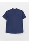 Lcw Kids Navy Blue Judge Collar Linen Blended Boy's Shirt - 4