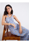 Floral Print Halter Neck Sleeveless Midi Dress