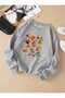 Autumn Leaves Printed Crew Neck Gray Sweatshirt