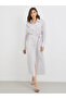 Solid Buttoned Spread Collar Midi Dress with Tie-Up Detail - 2