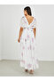 Floral Print A-Line Maxi Dress with Gathers - 5