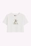 Women's Semi Crop Oversize T-Shirt - Colorful Rabbit Printed T-Shirt - 3