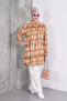 Brown Striped Tunic and Cream Trousers Set - 4