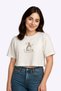 Women's Semi Crop Oversize T-Shirt - Colorful Rabbit Printed T-Shirt