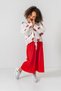 Capri Pleated Trousers Scalloped/Embroidered Blouse/Shirt Gakım - 5