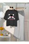 Children's Panda Printed T-Shirt Spanish Leg Tracksuit Set