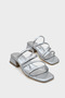 Kindep Petunia Piping Short Heeled Daily Women's Slippers Silver - 3