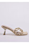 Kindep Sesame Thin Cross Strap Women's Heeled Slippers Gold - 2