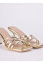 Kindep Sesame Thin Cross Strap Women's Heeled Slippers Gold - 6