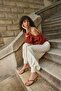 Oria Taba Suede Flip Flop Heels for Women Slipper - 6