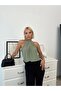Women's Era Green Halter Neckline Back Button Zero Sleeve Sandy Fabric Blouse - 6