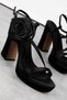 Mony Women's Cross Strap Rose Detailed Thick Heeled Evening Dress Shoes 4071 - 3
