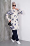 Navy Floral Print Tunic Pants Set - 5