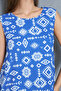 Women's Blue Turban Patterned Circle Neck Skirt Ruffle Wrap Dress - 8