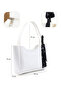 White Shk240 Faux Leather Zippered Single Compartment Hand, Arm and Shoulder Bag with Scarf Gift - 4