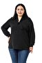 Black Blouse with Large Size Collar and Sparkle Detail on Cuffs