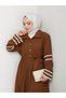 Women’s Strawberry Fabric Ribbon Detail Belted Brown Dress - 5