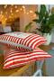 Children's Room Red Striped Double Sided Set of 2 Throw Pillow Covers - Children's Room Throw Pillow - 43X43Cm - 6