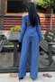 Women's Boat Neck Sandy Fabric Elastic Waist Bottom Top Set 700-3668 - 5