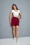 Women's Summer Bordo Color Muslin Fabric Pocket Detail Comfortable Spacious Shorts - 2