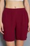 Women's Summer Bordo Color Muslin Fabric Pocket Detail Comfortable Spacious Shorts - 8
