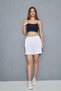 Women's Summer White Color Muslin Fabric Pocket Detail Comfortable Spacious Shorts - 3