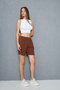 Women's Summer Bitter Brown Color Muslin Fabric Pocket Detailed Comfortable Spacious Shorts - 3