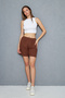 Women's Summer Bitter Brown Color Muslin Fabric Pocket Detailed Comfortable Spacious Shorts - 5
