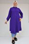 58092 Plus Size Double Button Detailed Muslin Shirt - Plum