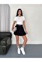 Women's Belted Leggings Pleated Mini Skirt - 2