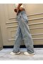 Hary 90's Snow Blue Lycra Super High Waist Wide Leg Loose Jeans Palazzo Pants